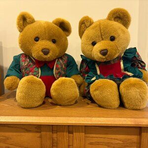 Set of two Commonwealth 1992 Christmas Teddy Bears, Vintage, 20"